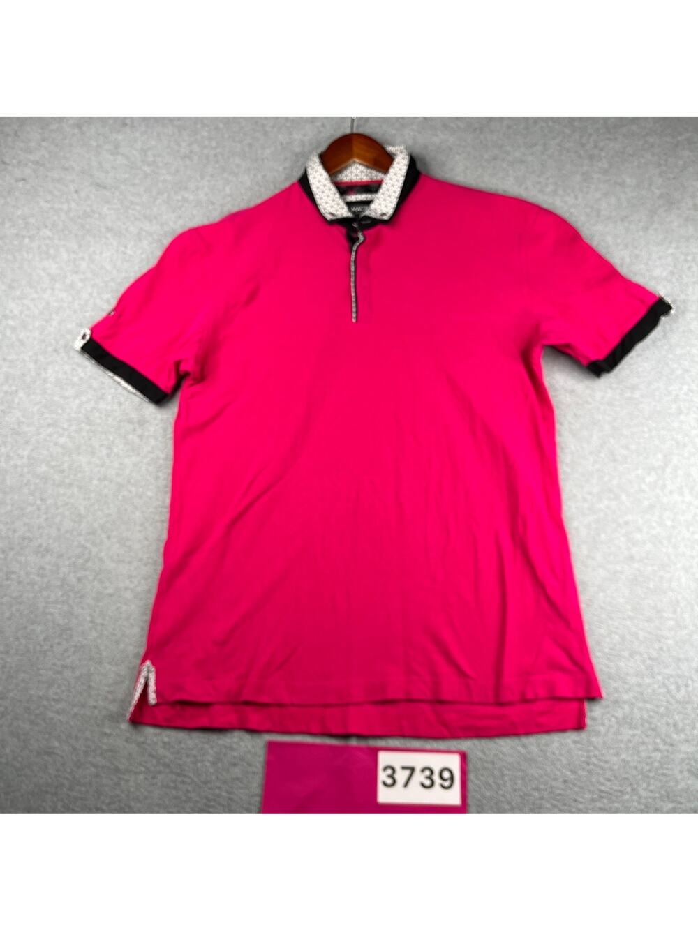 MACEOO Pique Pink Polo Shirt Mens 2XL CLassic Black Trim Casual
